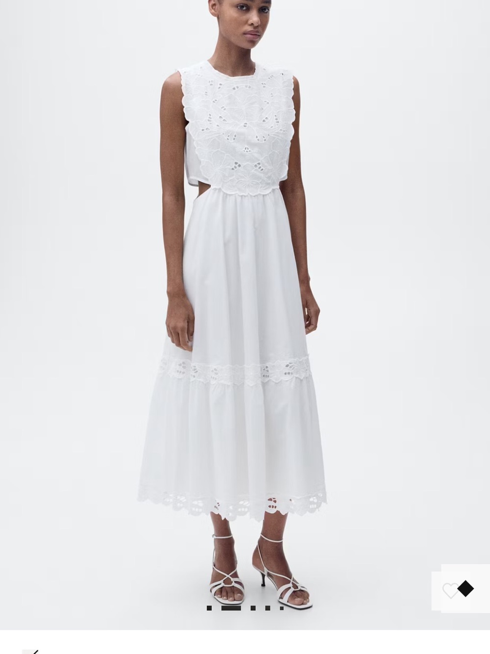 Mango White Lace Cutout Midi Dress